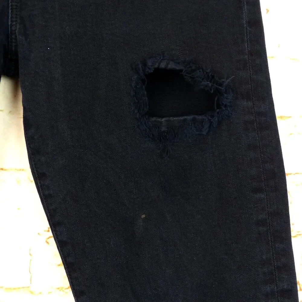AGOLDE Jeans Mens 30x30.5 Black Distressed Ripped Skinny A606-2071 Punk Grunge